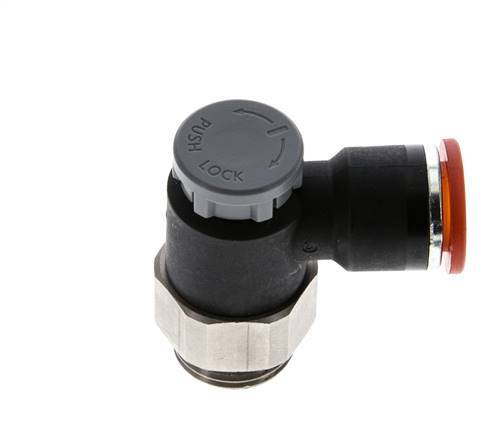 Durchflussregelventil Meter-In-Winkelstück 10 mm - G3/8'' Messing/PA 66 Sicherungsmutter