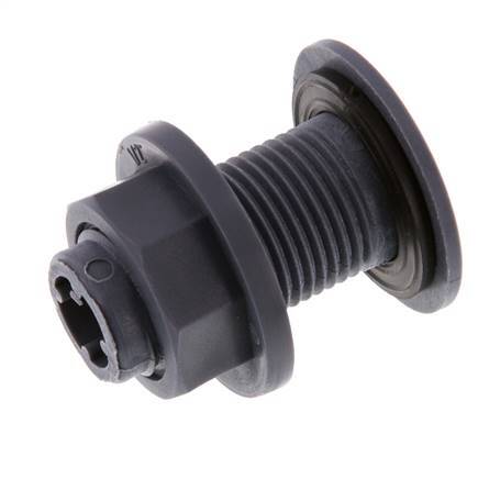 Verschraubung für Entleerungshähne G1/2'' DN18 Bulkhead Polypropylen (pp) EPDM 10bar (140.5psi) FDA