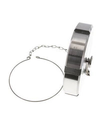 Hutmutter Rd130 X 1/4'' DN 100 Edelstahl 1.4404 NBR DIN 11851 FDA 21 mit Kette