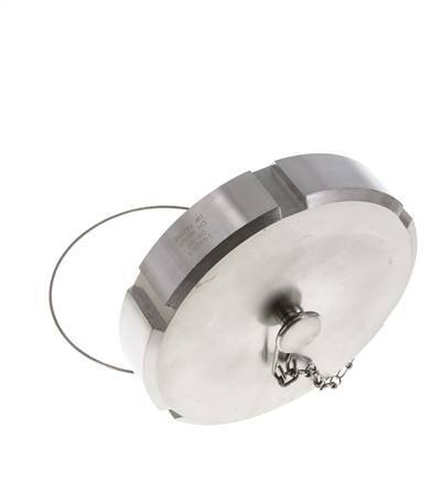 Hutmutter Rd130 X 1/4'' DN 100 Edelstahl 1.4404 NBR DIN 11851 FDA 21 mit Kette