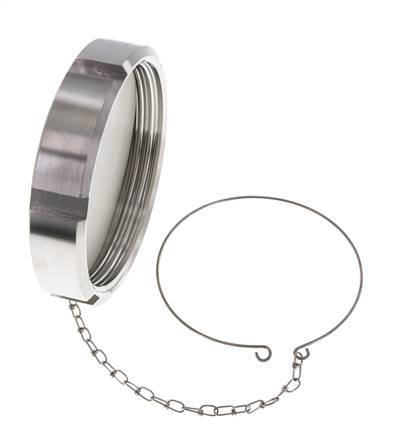 Hutmutter Rd130 X 1/4'' DN 100 Edelstahl 1.4404 NBR DIN 11851 FDA 21 mit Kette
