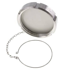 Hutmutter Rd130 X 1/4'' DN 100 Edelstahl 1.4404 NBR DIN 11851 FDA 21 mit Kette