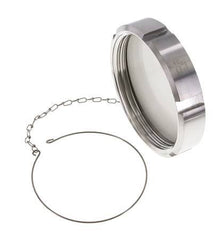 Hutmutter Rd130 X 1/4'' DN 100 Edelstahl 1.4404 NBR DIN 11851 FDA 21 mit Kette