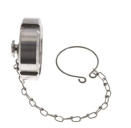 Hutmutter Rd58 X 1/6'' DN 32 Edelstahl 1.4301 NBR DIN 11851 FDA 21 mit Kette