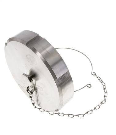 Hutmutter Rd130 X 1/4'' DN 100 Edelstahl 1.4301 NBR DIN 11851 FDA 21 mit Kette