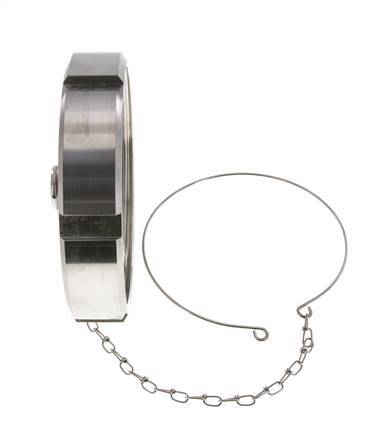 Cap Nut Rd130 X 1/4'' DN 100 Stainless Steel 1.4301 NBR DIN 11851 FDA 21 with Chain