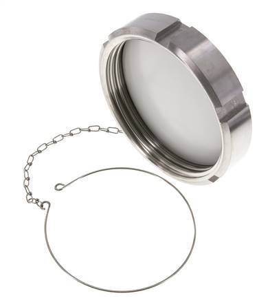 Cap Nut Rd130 X 1/4'' DN 100 Stainless Steel 1.4301 NBR DIN 11851 FDA 21 with Chain