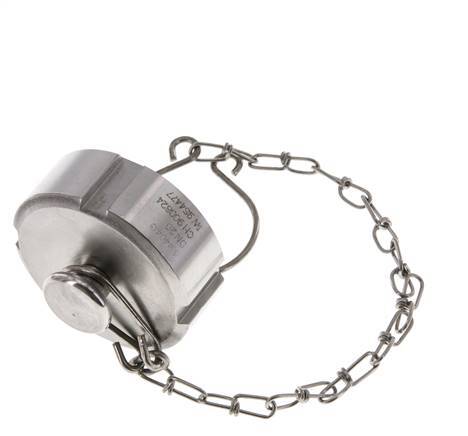 Hutmutter Rd44 X 1/6'' DN 20 Edelstahl 1.4404 NBR DIN 11851 FDA 21 mit Kette