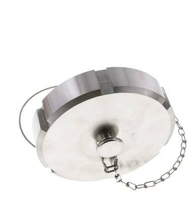Hutmutter Rd110 X 1/4'' DN 80 Edelstahl 1.4301 NBR DIN 11851 FDA 21 mit Kette