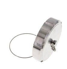 Hutmutter Rd95 X 1/6'' DN 65 Edelstahl 1.4301 NBR DIN 11851 FDA 21 mit Kette