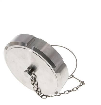 Hutmutter Rd95 X 1/6'' DN 65 Edelstahl 1.4301 NBR DIN 11851 FDA 21 mit Kette