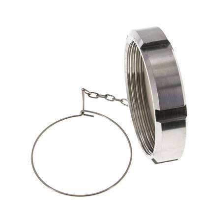 Hutmutter Rd95 X 1/6'' DN 65 Edelstahl 1.4301 NBR DIN 11851 FDA 21 mit Kette