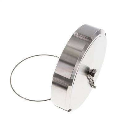 Hutmutter Rd110 X 1/4'' DN 80 Edelstahl 1.4404 NBR DIN 11851 FDA 21 mit Kette