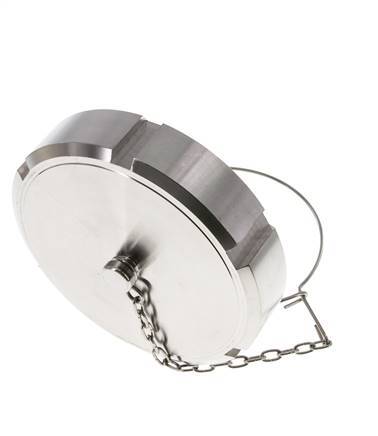 Hutmutter Rd110 X 1/4'' DN 80 Edelstahl 1.4404 NBR DIN 11851 FDA 21 mit Kette