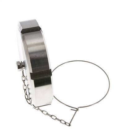 Hutmutter Rd110 X 1/4'' DN 80 Edelstahl 1.4404 NBR DIN 11851 FDA 21 mit Kette