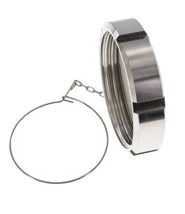 Hutmutter Rd110 X 1/4'' DN 80 Edelstahl 1.4404 NBR DIN 11851 FDA 21 mit Kette