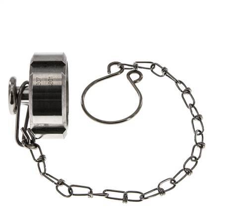 Hutmutter Rd34 X 1/8'' DN 15 Edelstahl 1.4301 NBR DIN 11851 FDA 21 mit Kette