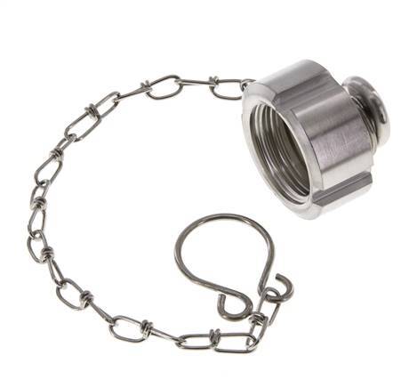 Cap Nut Rd28 X 1/8'' DN 10 Stainless Steel 1.4301 NBR DIN 11851 FDA 21 with Chain