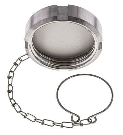 Hutmutter Rd65 X 1/6'' DN 40 Edelstahl 1.4301 NBR DIN 11851 FDA 21 mit Kette