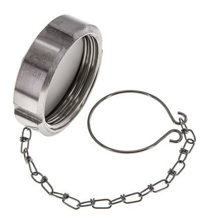 Hutmutter Rd58 X 1/6'' DN 32 Edelstahl 1.4404 NBR DIN 11851 FDA 21 mit Kette