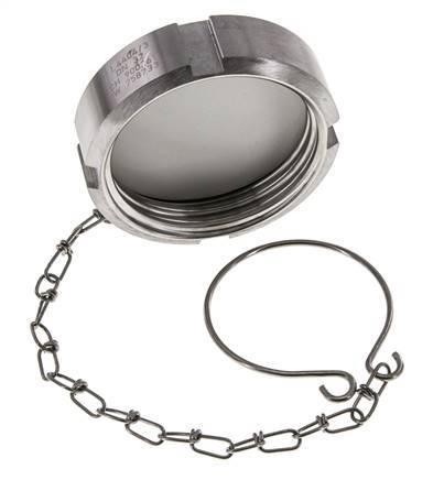 Hutmutter Rd58 X 1/6'' DN 32 Edelstahl 1.4404 NBR DIN 11851 FDA 21 mit Kette