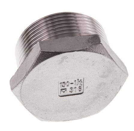 Stopfen R1 1/2'' Edelstahl mit Außensechskant 16bar (224.8psi)