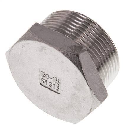 Stopfen R1 1/2'' Edelstahl mit Außensechskant 16bar (224.8psi)