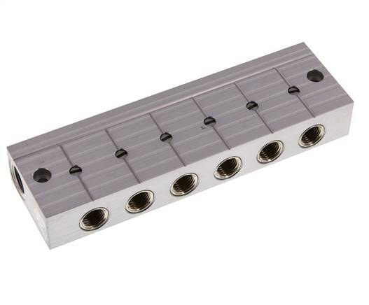 Distributor Bar with Ball Valves 2xG3/8'' - 6xG1/4'' Stainless Steel PN 10