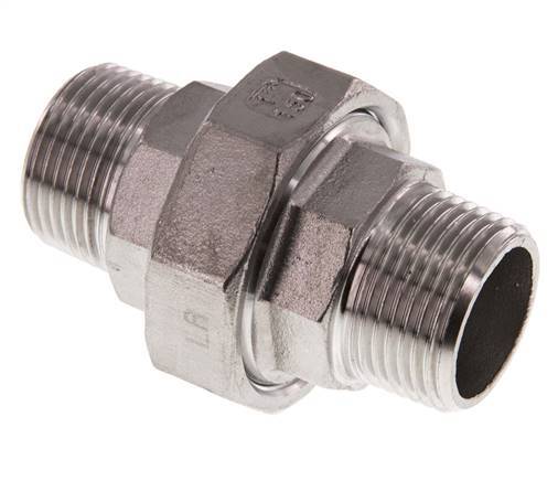 Gerade Verschraubung R1'' Edelstahl Flachdichtung PTFE 16bar (224.8psi)