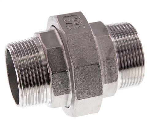 Union Straight Connector R1 1/2'' Stainless Steel Flat Seal PTFE 16bar (224.8psi)