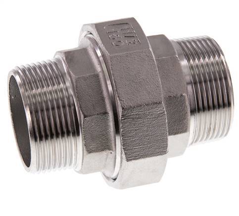 Gerade Verschraubung R1 1/2'' Edelstahl Flachdichtung PTFE 16bar (224.8psi)