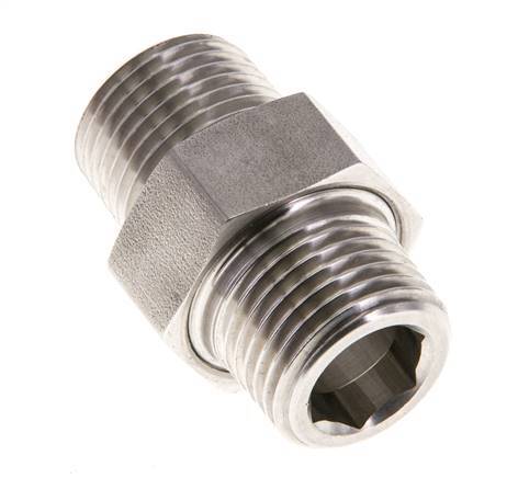 Doppelnippel R1/2'' trennbar Edelstahl Flachdichtung PTFE 40bar (562.0psi)