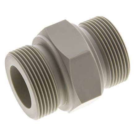 Doppelnippel G1 1/2'' Polypropylen (pp) 10bar (140,5psi) FDA 55mm Sechskant