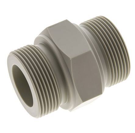 Doppelnippel G1 1/2'' Polypropylen (pp) 10bar (140,5psi) FDA 55mm Sechskant
