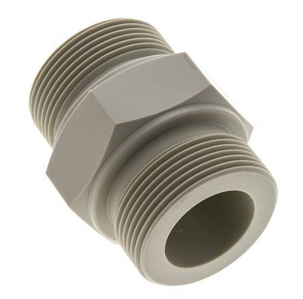 Doppelnippel G1 1/2'' Polypropylen (pp) 10bar (140,5psi) FDA 55mm Sechskant