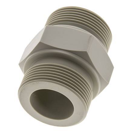 Doppelnippel G1 1/2'' Polypropylen (pp) 10bar (140,5psi) FDA 55mm Sechskant