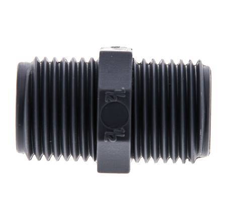 Double Nipple G1/2'' Polypropylene (pp) 10bar (140.5psi) FDA 24mm Hex [2 Pieces]