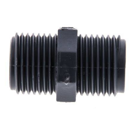 Double Nipple G1/2'' Polypropylene (pp) 10bar (140.5psi) FDA 24mm Hex [2 Pieces]