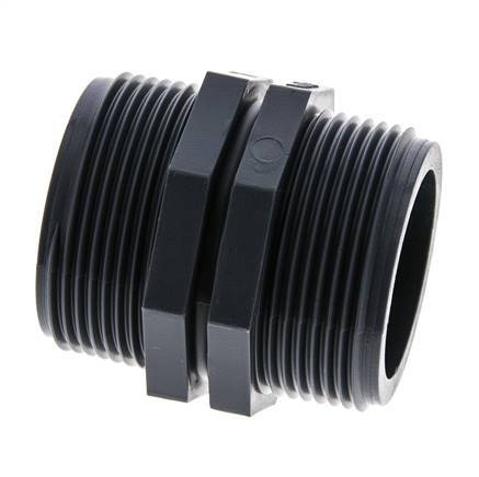 Doppelnippel G1 1/2'' Polypropylen (pp) 10bar (140,5psi) FDA 54mm Sechskant