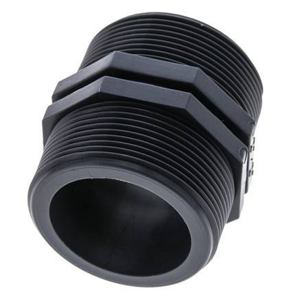 Doppelnippel G2'' Polypropylen (pp) 10bar (140,5psi) FDA 64mm Sechskant