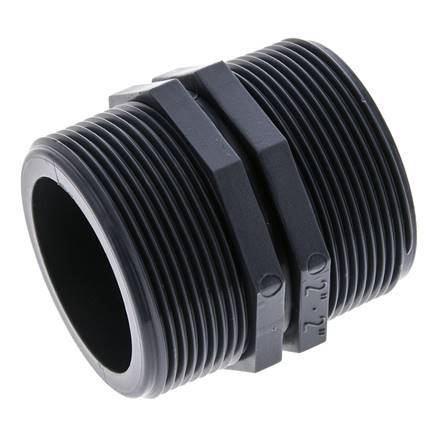 Doppelnippel G2'' Polypropylen (pp) 10bar (140,5psi) FDA 64mm Sechskant