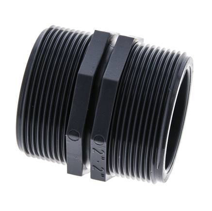 Doppelnippel G2'' Polypropylen (pp) 10bar (140,5psi) FDA 64mm Sechskant