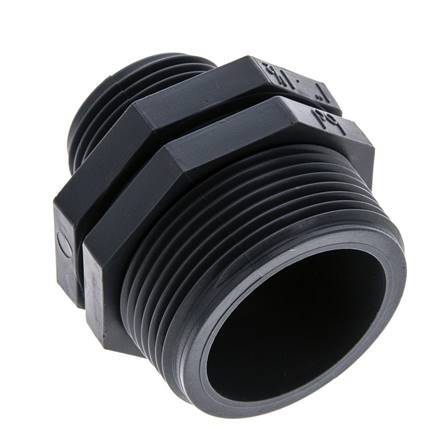 Reduzier-Doppelnippel G1'' x G1 1/2'' Polypropylen (pp) 10bar (140,5psi) FDA 54mm Sechskant