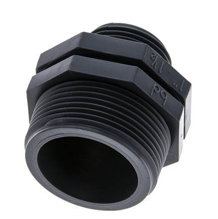 Reduzier-Doppelnippel G1'' x G1 1/2'' Polypropylen (pp) 10bar (140,5psi) FDA 54mm Sechskant