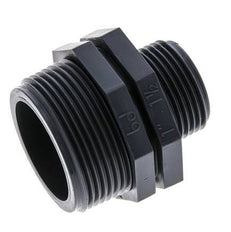 Reduzier-Doppelnippel G1'' x G1 1/2'' Polypropylen (pp) 10bar (140,5psi) FDA 54mm Sechskant