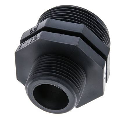 Reduzier-Doppelnippel G1'' x G1 1/2'' Polypropylen (pp) 10bar (140,5psi) FDA 54mm Sechskant