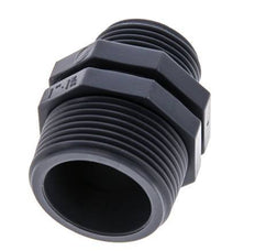 Reduzier-Doppelnippel G1'' x G1 1/4'' Polypropylen (pp) 10bar (140,5psi) FDA 46mm Sechskant