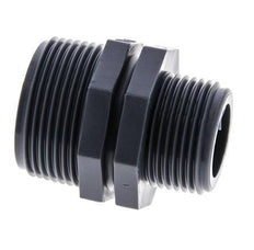 Reduzier-Doppelnippel G1'' x G1 1/4'' Polypropylen (pp) 10bar (140,5psi) FDA 46mm Sechskant