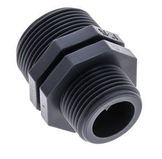 Reduzier-Doppelnippel G1'' x G1 1/4'' Polypropylen (pp) 10bar (140,5psi) FDA 46mm Sechskant