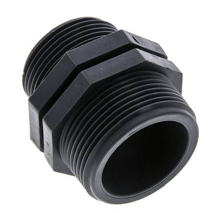 Reduzier-Doppelnippel G1 1/4'' x G1 1/2'' Polypropylen (pp) 10bar (140,5psi) FDA 54mm Sechskant